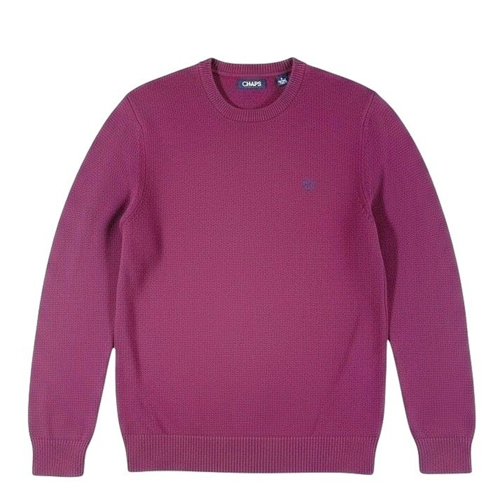 Chaps Mens Burgundy Crewneck Sweater XL All Cotton Classic Preppy Grandpa Core